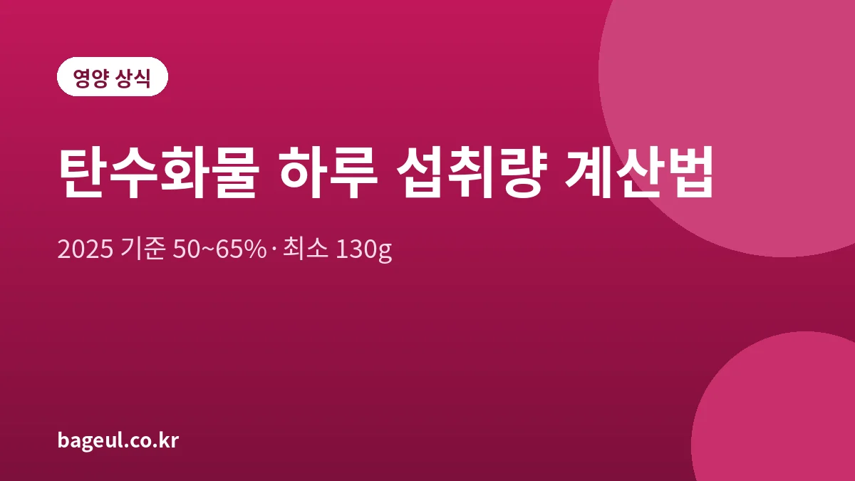 2025 한국인 영양소 섭취기준에 따른 탄수화물 하루 섭취량 계산법 대표 그림